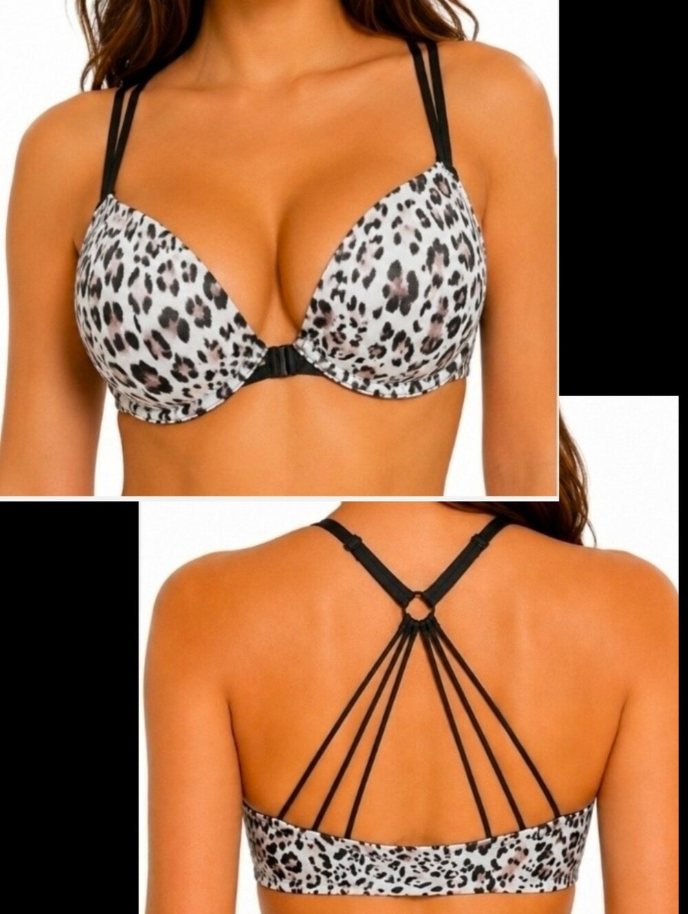 Victoria's Secret Very Sexy Leopard Print Padded Push-Up Bra Front Closure 32C